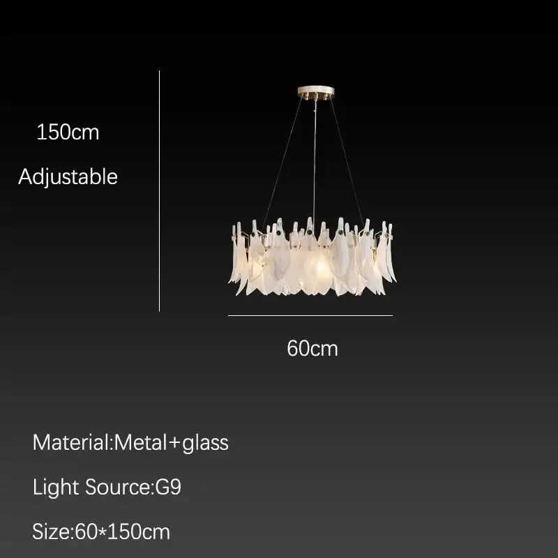 White Feather Glass Chandelier