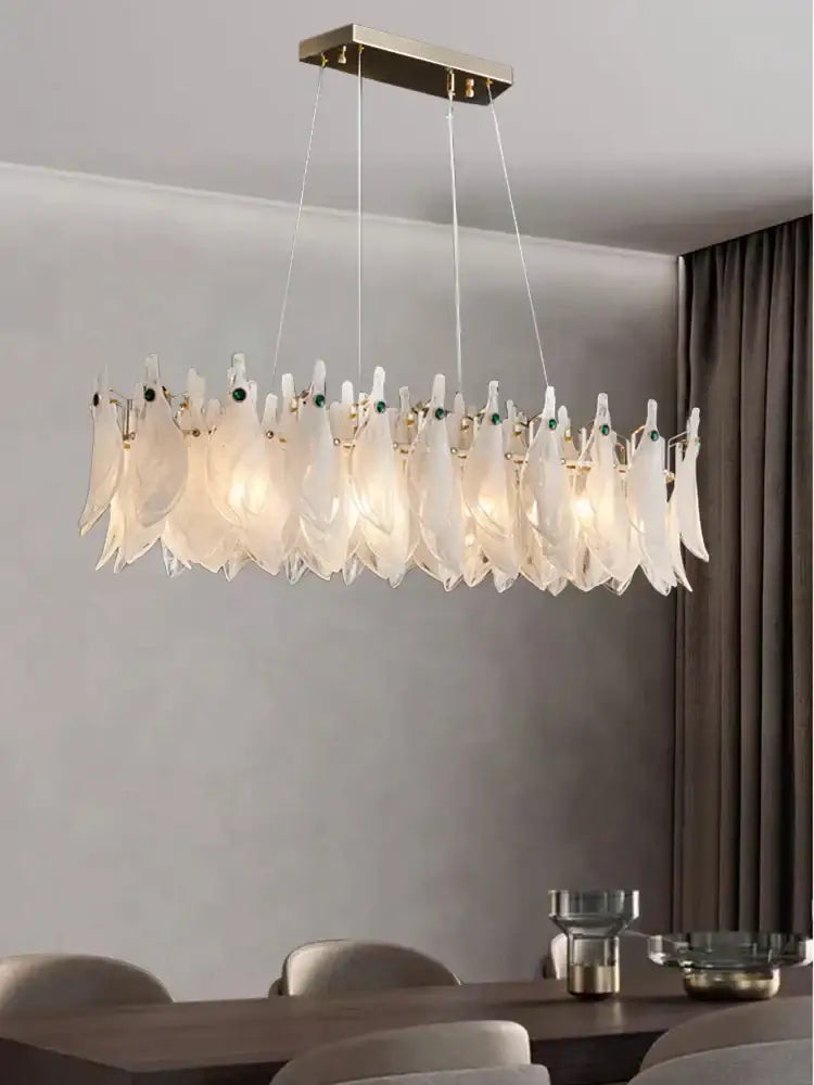 White Feather Glass Chandelier