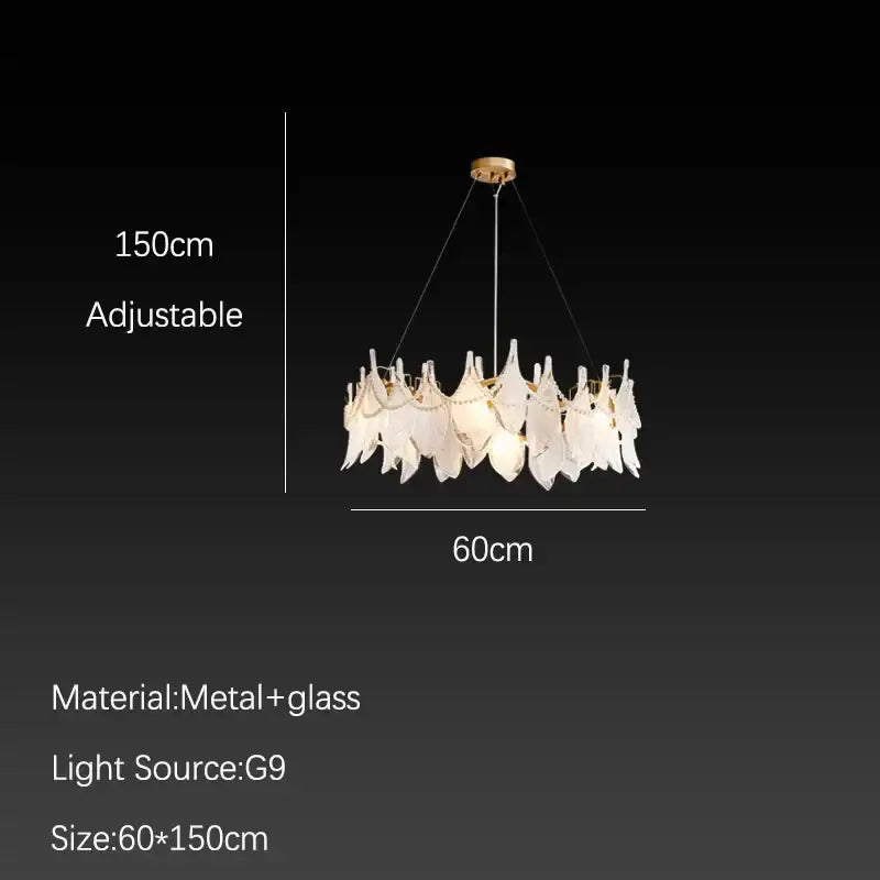 White Feather Glass Chandelier