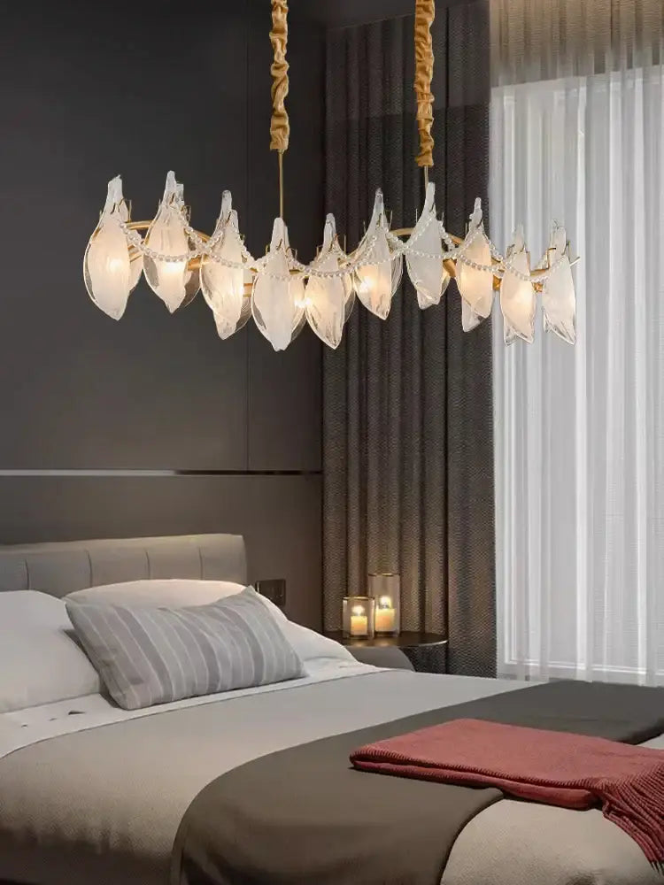 White Feather Glass Chandelier