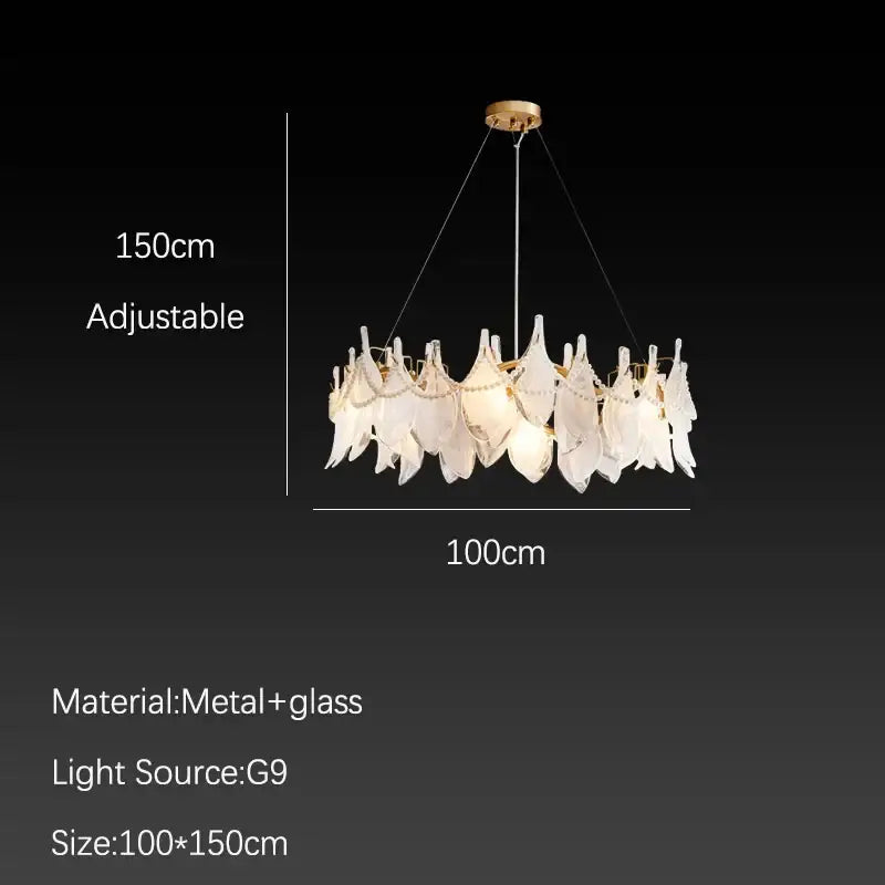 White Feather Glass Chandelier