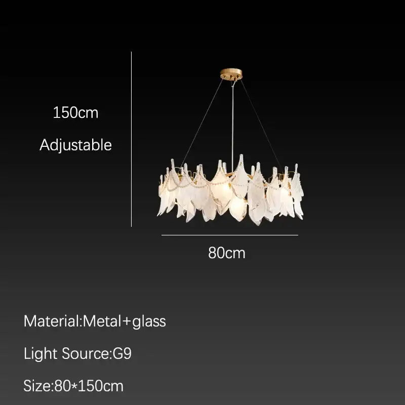 White Feather Glass Chandelier