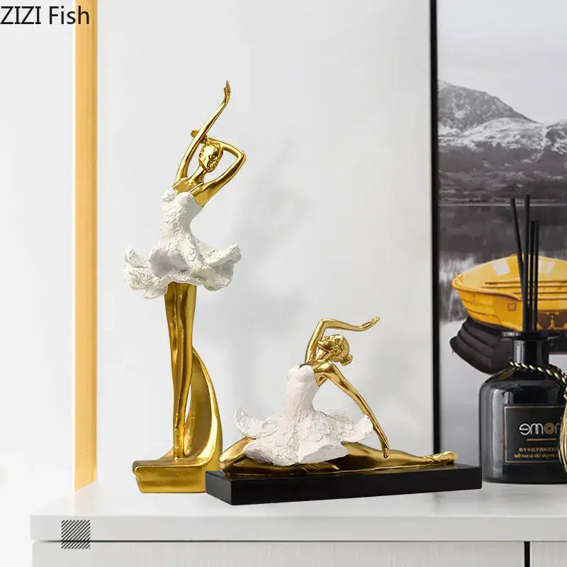 Gold Resin Ballet Sculpture