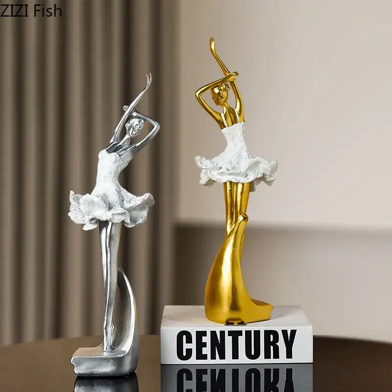 Gold Resin Ballet Sculpture