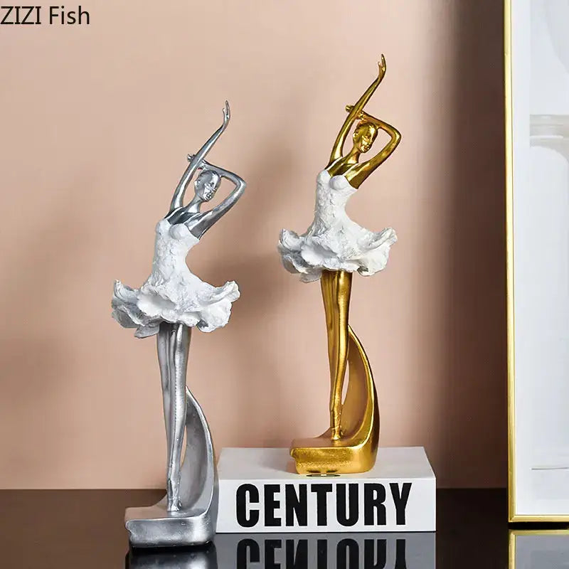 Gold Resin Ballet Sculpture