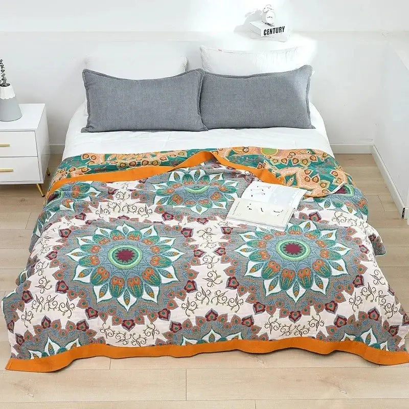 Blue Cotton Gauze Blanket