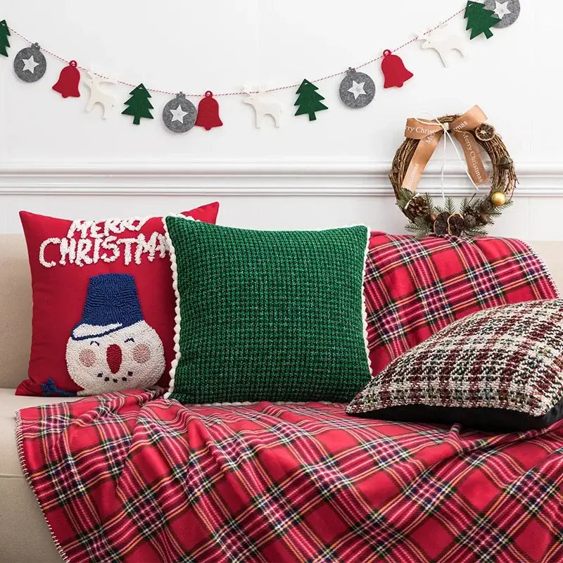 Red Snowman Pillow Cover
