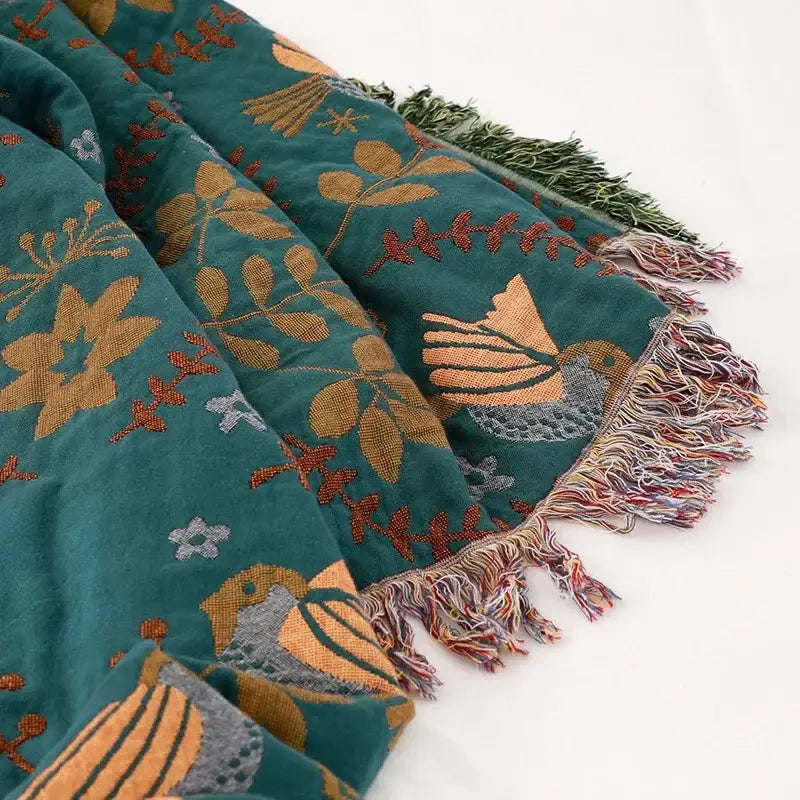 Teal Cotton Sofa Throw
