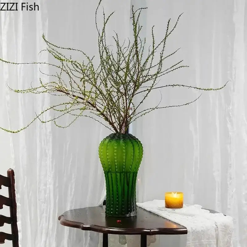 Frosted Glass Cactus Vase