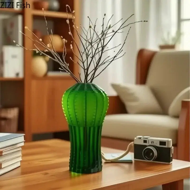 Frosted Glass Cactus Vase