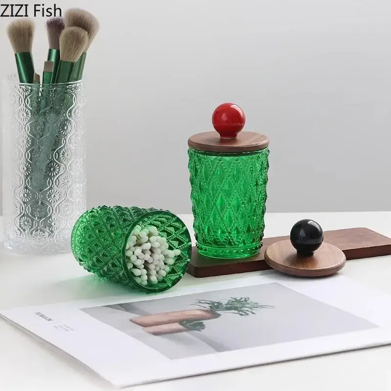 Green Diamond Glass Jar