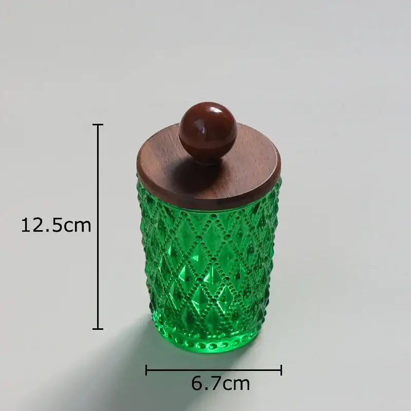 Green Diamond Glass Jar