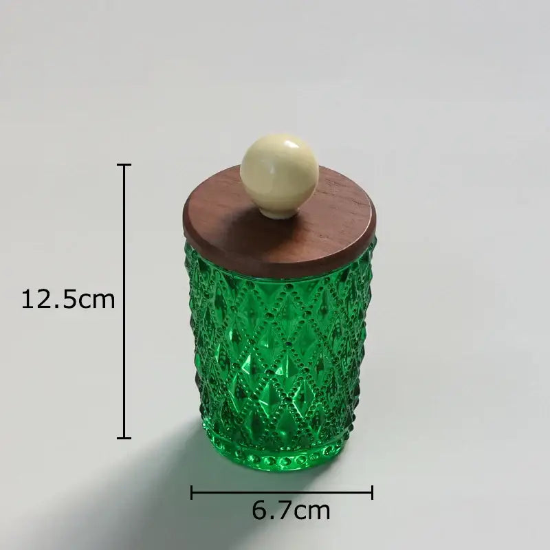 Green Diamond Glass Jar