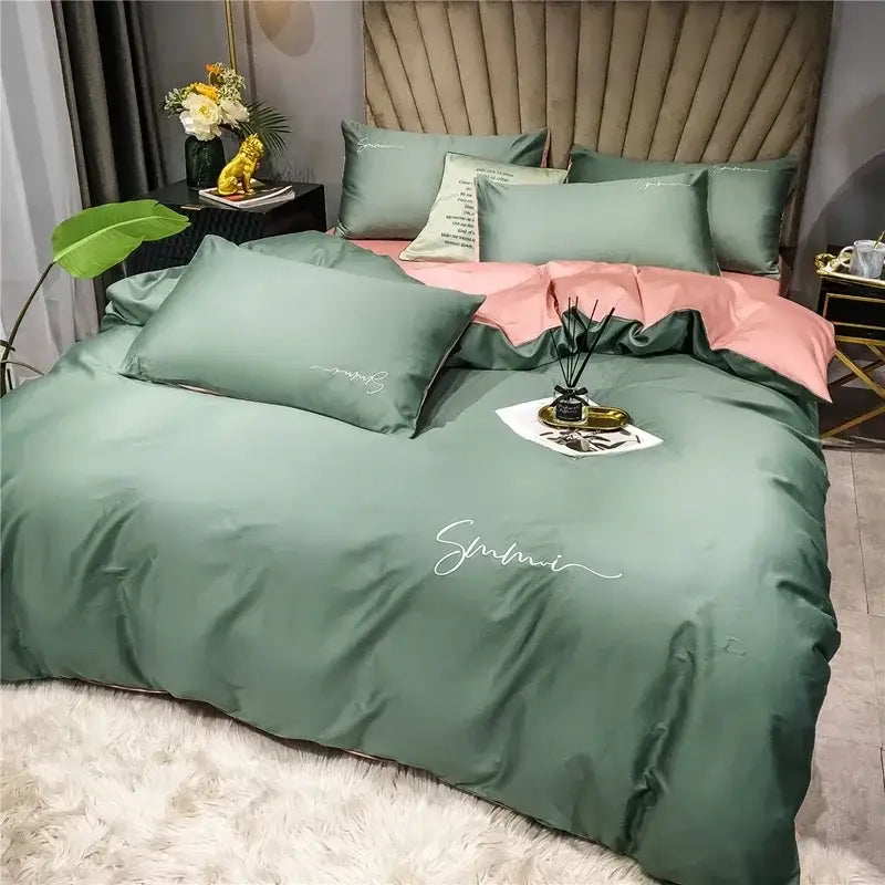 Pink Emerald Egyptian Cotton King Duvet Set