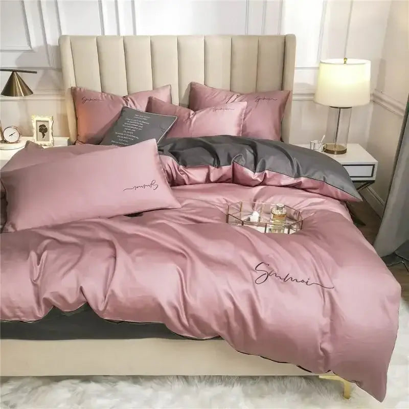 Pink Emerald Egyptian Cotton King Duvet Set