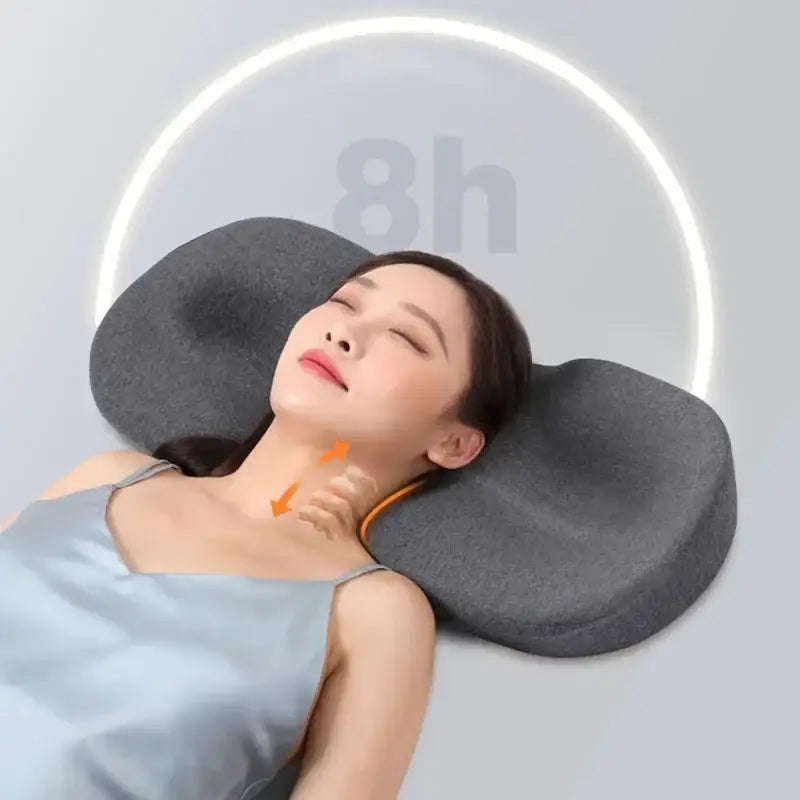 Gray Memory Foam Butterfly Pillow for Neck Support