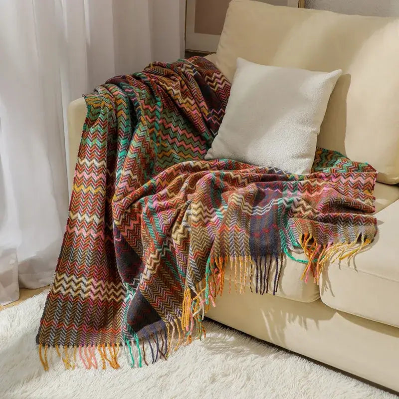 Multicolored Zigzag Throw Blanket