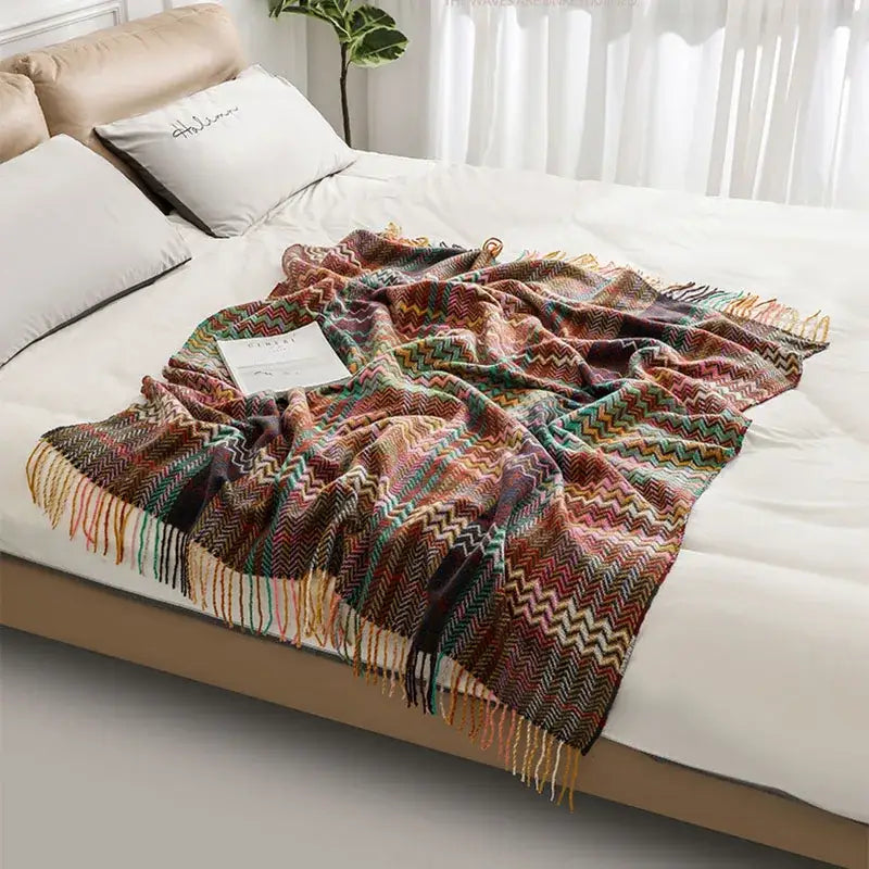 Multicolored Zigzag Throw Blanket