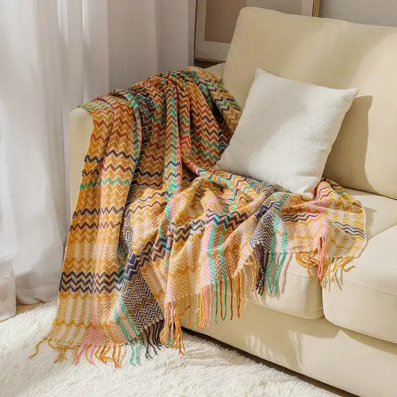 Multicolored Zigzag Throw Blanket