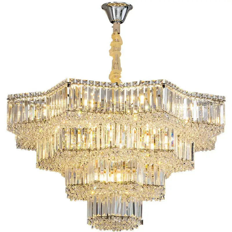 Chrome Crystal Chandelier with Multi-Tier Design