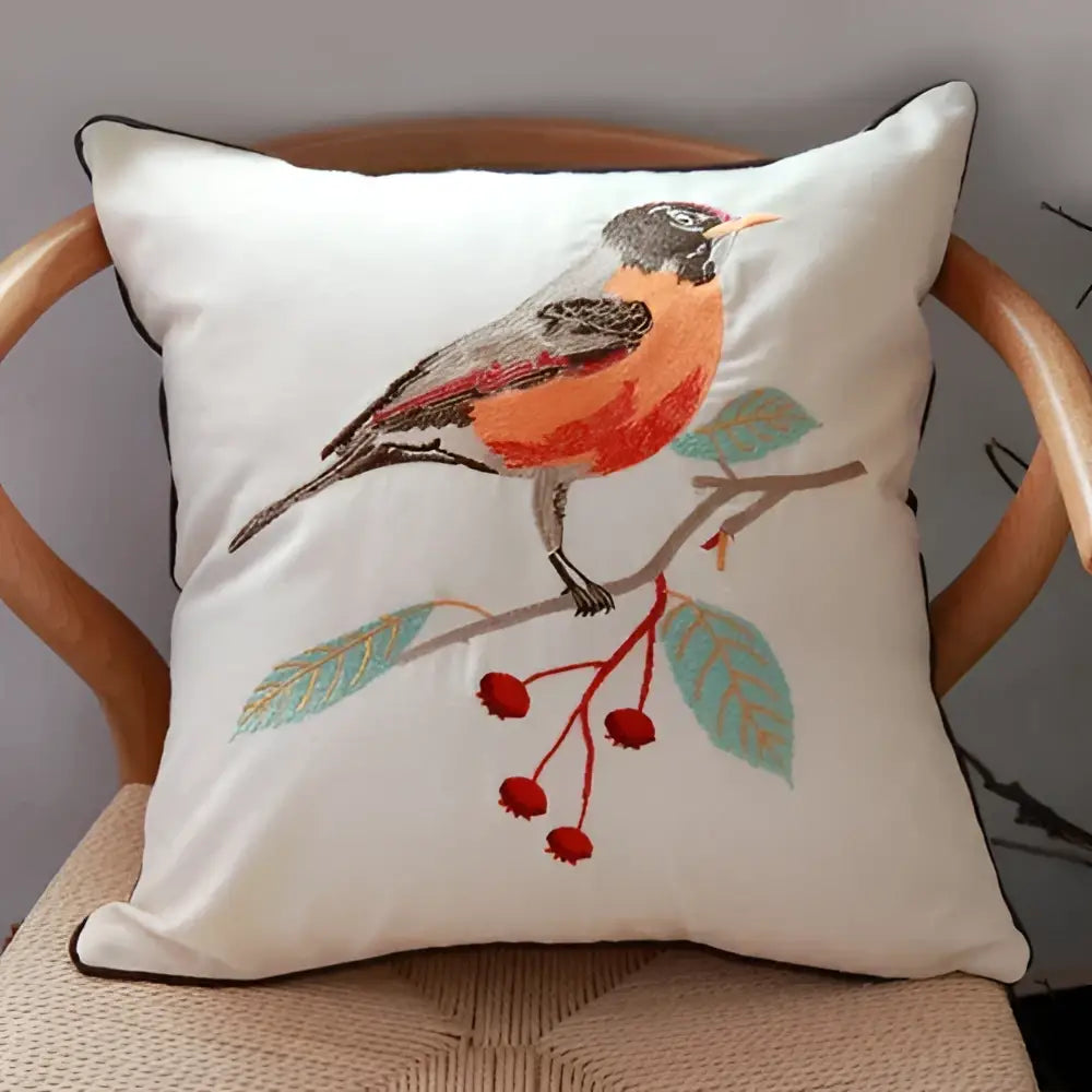 Embroidered Butterfly Cushion Cover