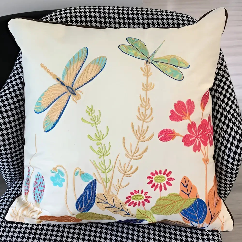 Embroidered Butterfly Cushion Cover