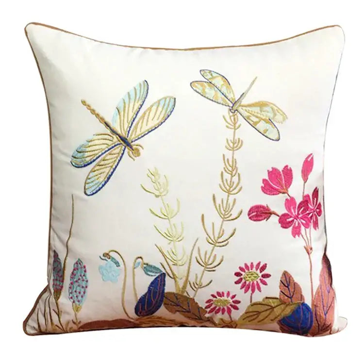 Embroidered Butterfly Cushion Cover