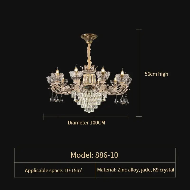 Gold Crystal European 42-Head Staircase Chandelier