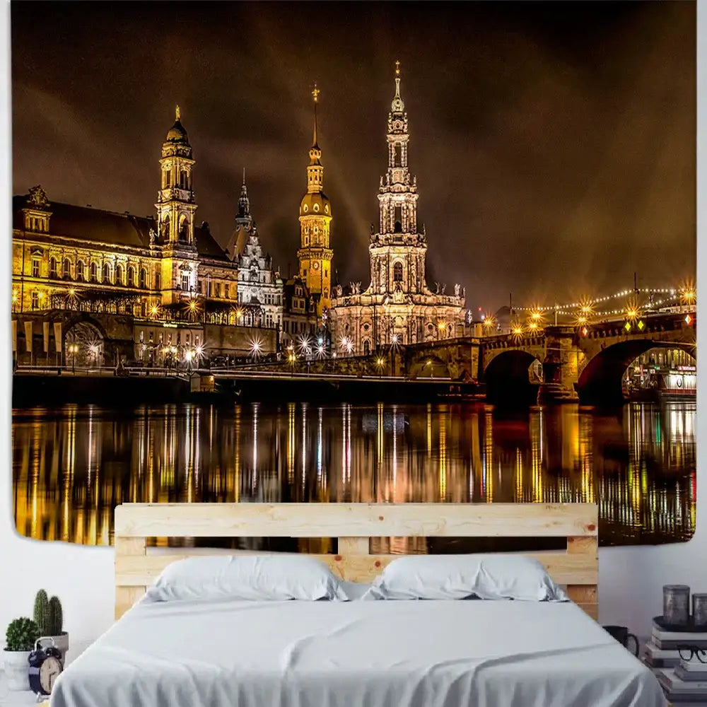 Polyester Cityscape Tapestry