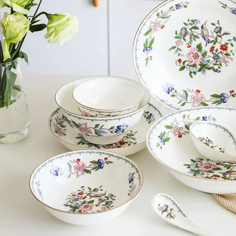 Floral Porcelain Tea Set with 1100ml Teapot