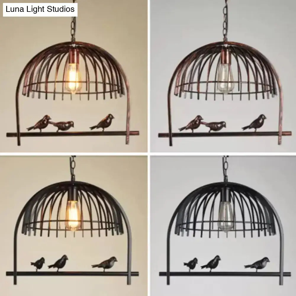 Black Birdcage Farmhouse Four-Light Ceiling Light