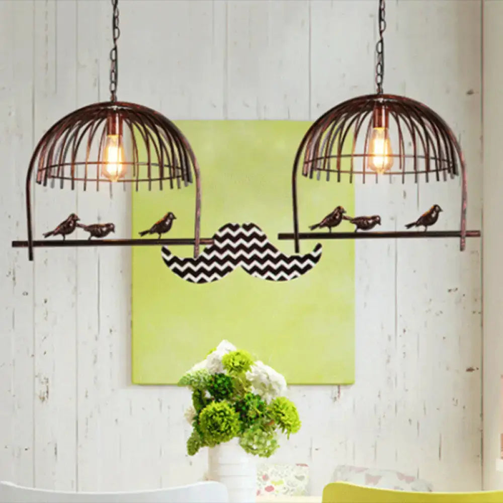 Black Birdcage Farmhouse Four-Light Ceiling Light