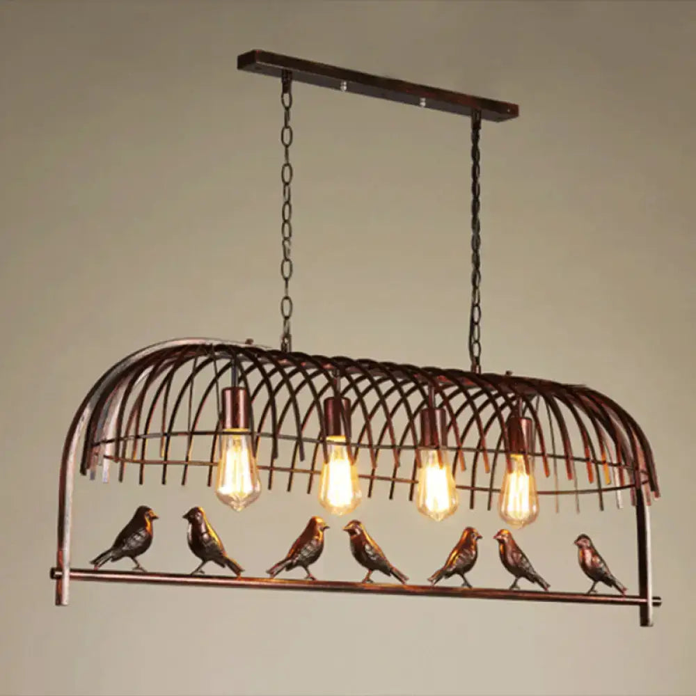 Black Birdcage Farmhouse Four-Light Ceiling Light