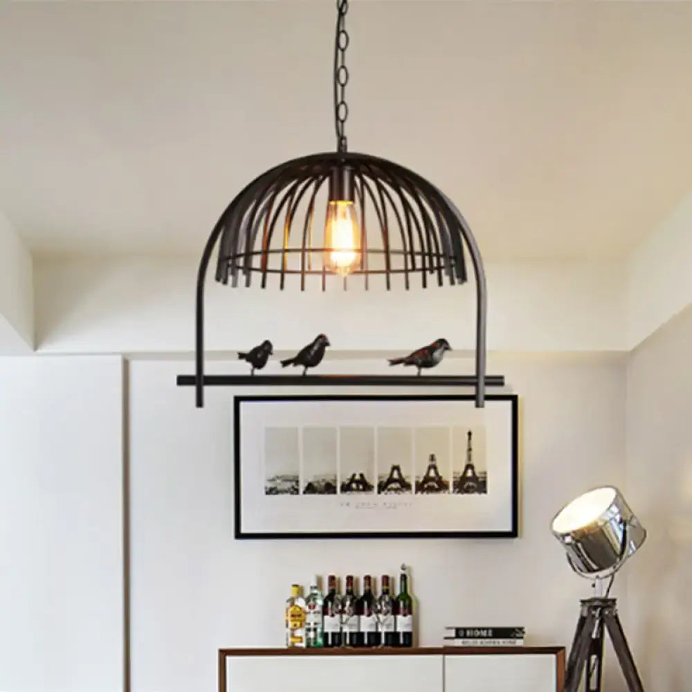 Black Birdcage Farmhouse Four-Light Ceiling Light