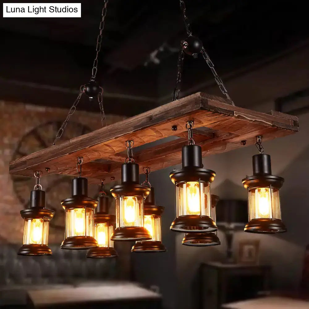 Wood Glass Lantern Light