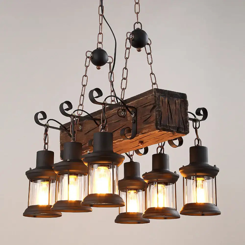 Brown Wood Lantern Pendant