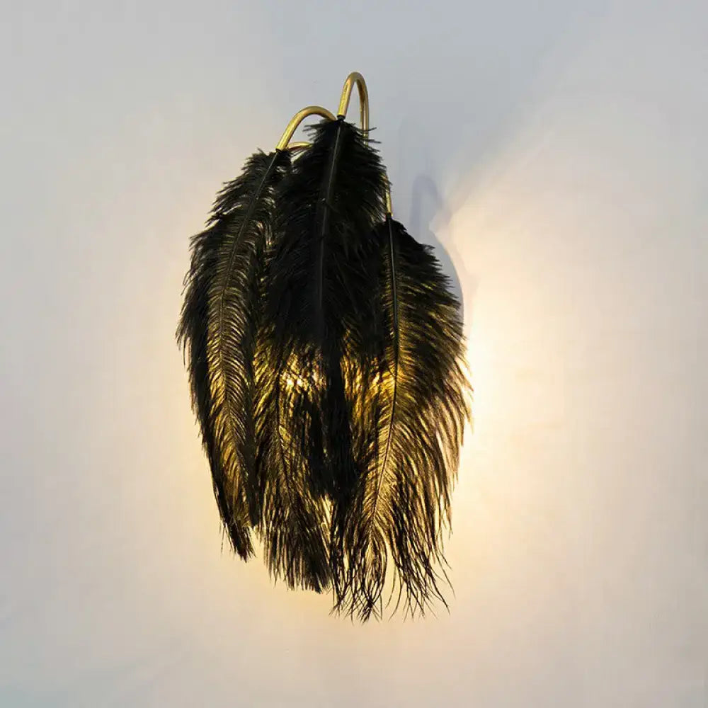 Gold Feather Curved Compact Wall Sconce