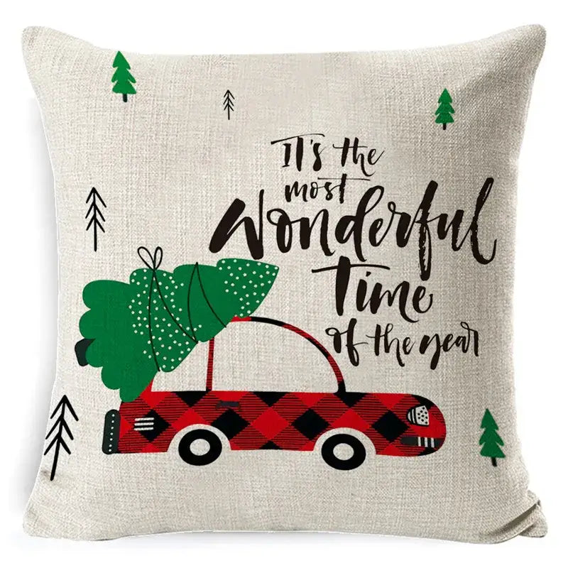 Elk Print Linen Pillowcase