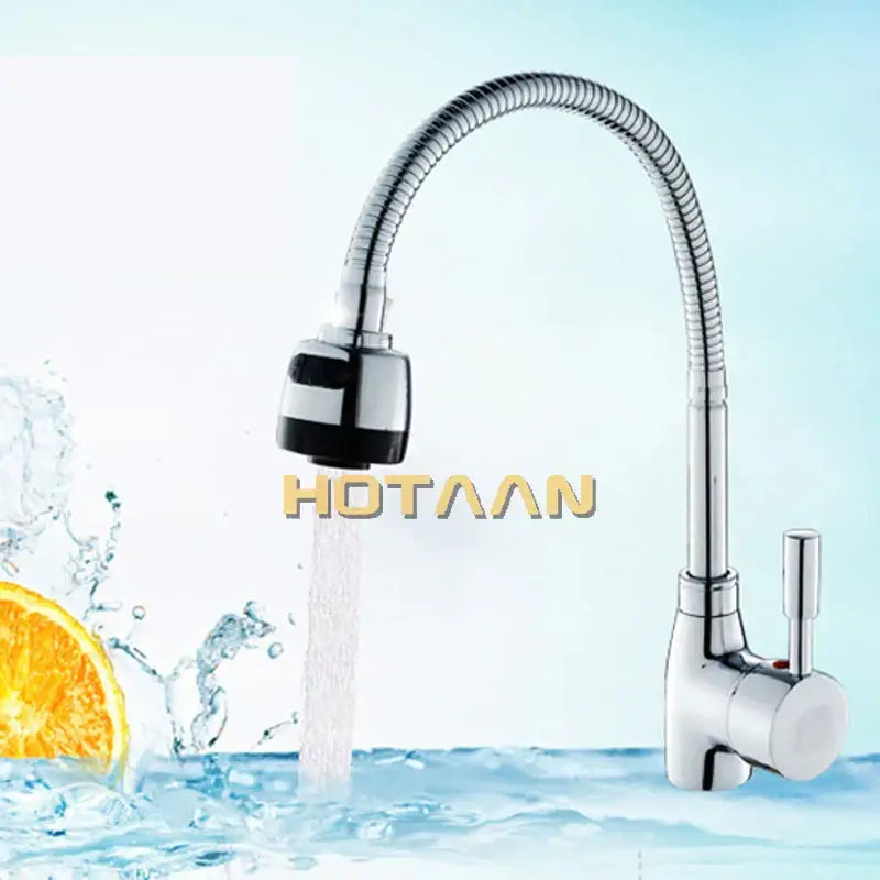 Chrome Brass Kitchen Faucet with Flexible Spray Head