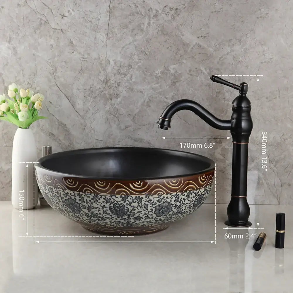 Black Ceramic Basin Set