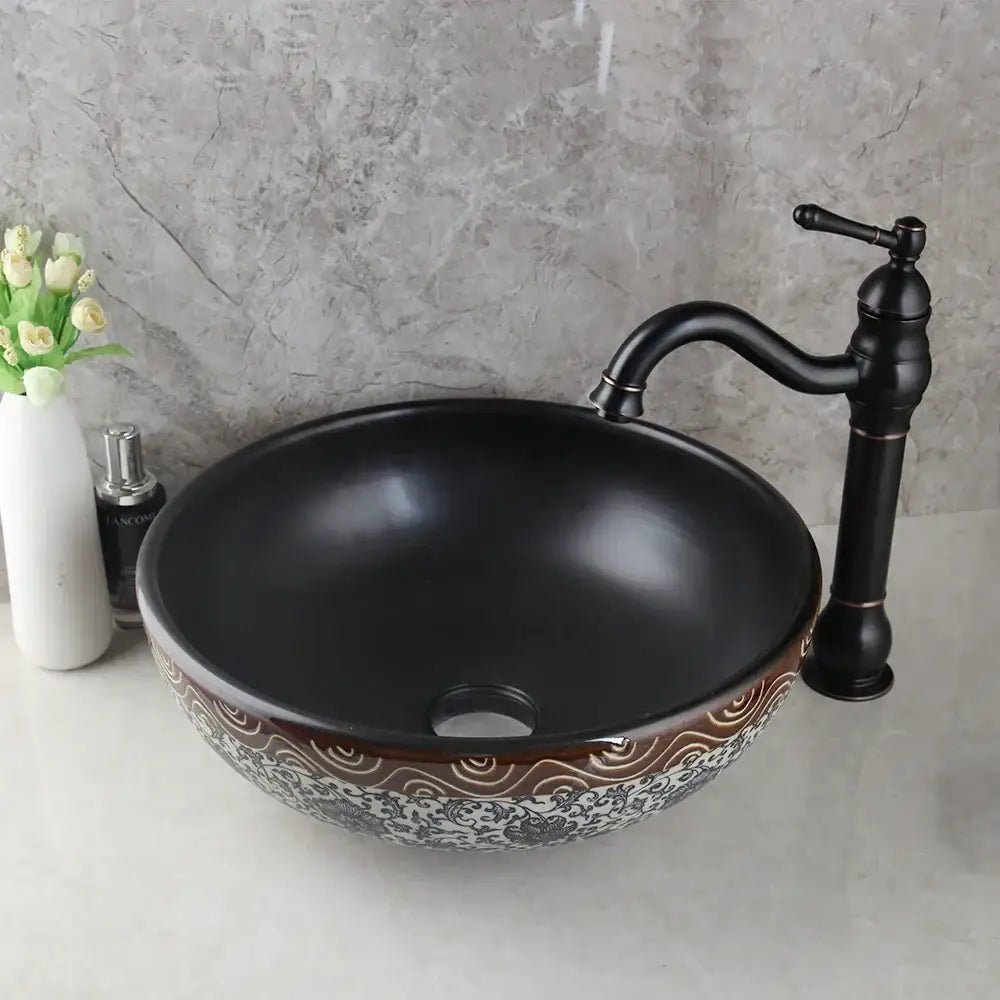 Black Ceramic Basin Set