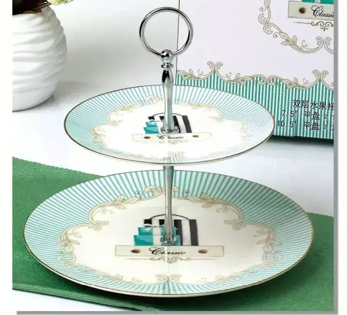 Blue Bone China Floral Tea Set with Gold Trim