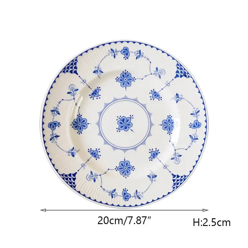 Blue Floral Dinner Plate