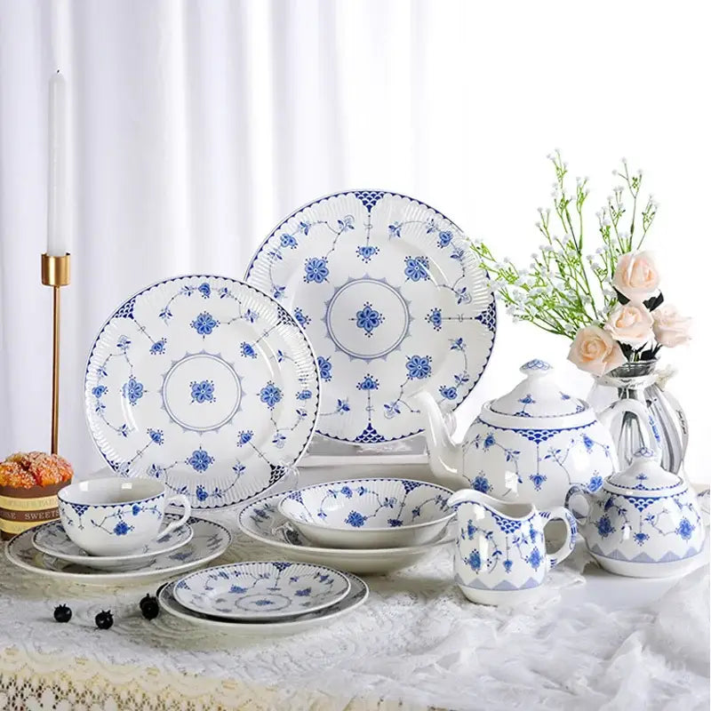 Blue Floral Dinner Plate
