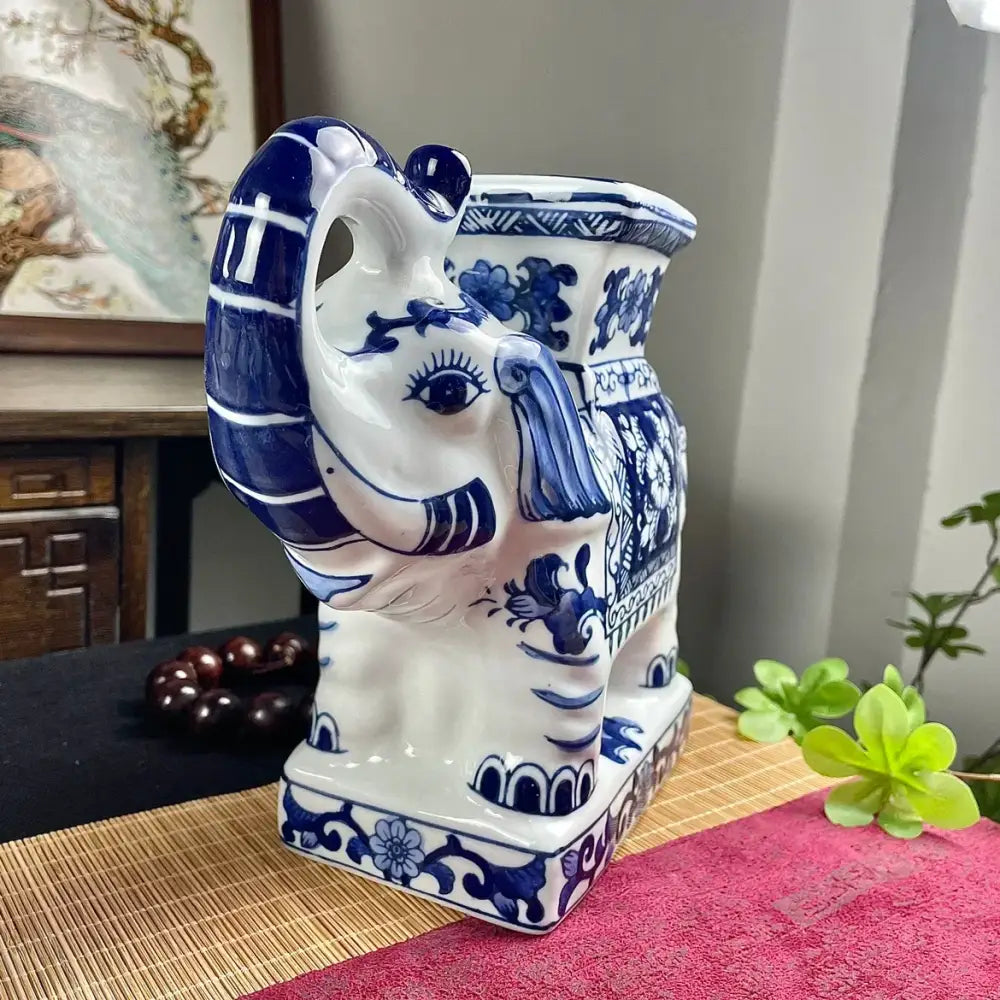 Blue Ceramic Elephant Statue