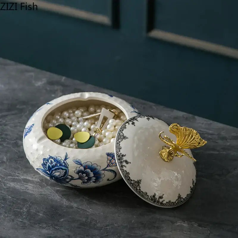 Ceramic Dragonfly Jewelry Box