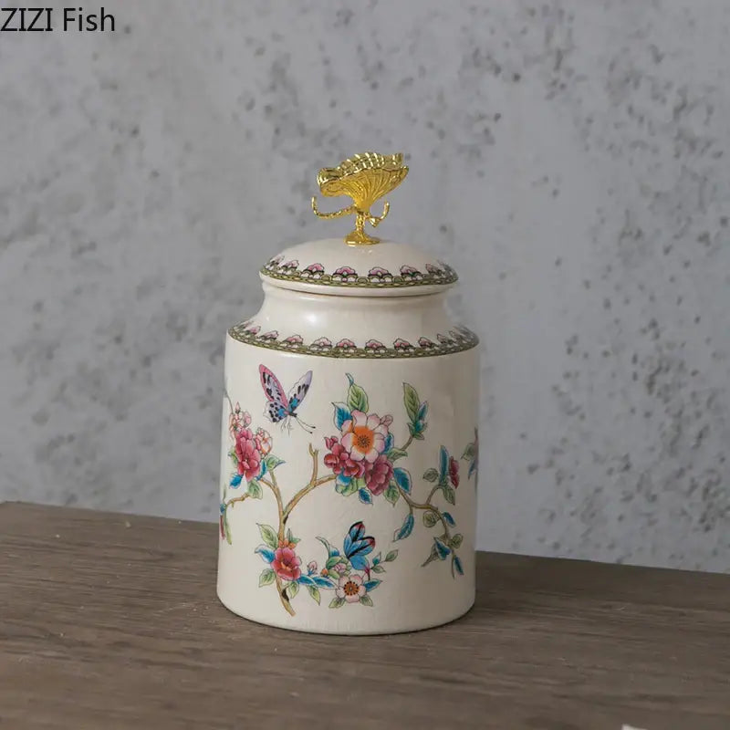 Ceramic Floral Storage Jar