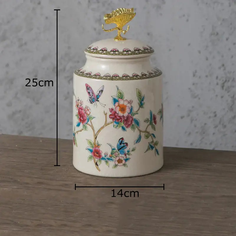 Ceramic Floral Storage Jar