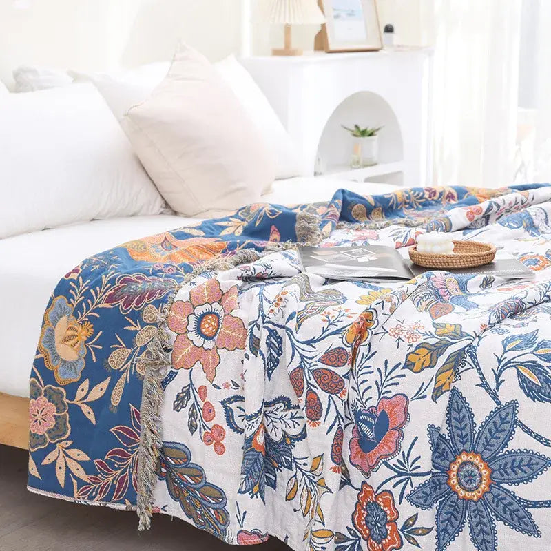 Cotton Bohemian Throw Blanket