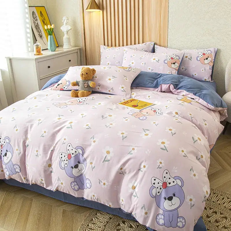 Cream Cotton Cat Bear Bedding